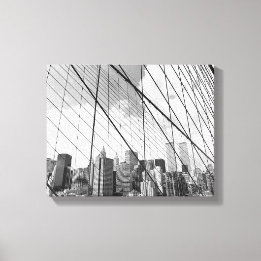 Uitzicht van New York vanaf Brooklyn Bridge Canvas Afdruk (Voorkant)