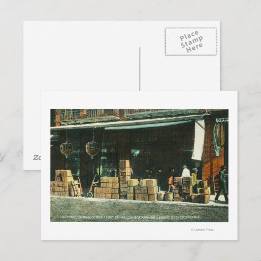 Uitzicht van nieuwe Chinese immigranten op Sidewal Briefkaart (Voorkant / Achterkant)