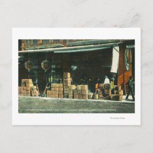 Uitzicht van nieuwe Chinese immigranten op Sidewal Briefkaart