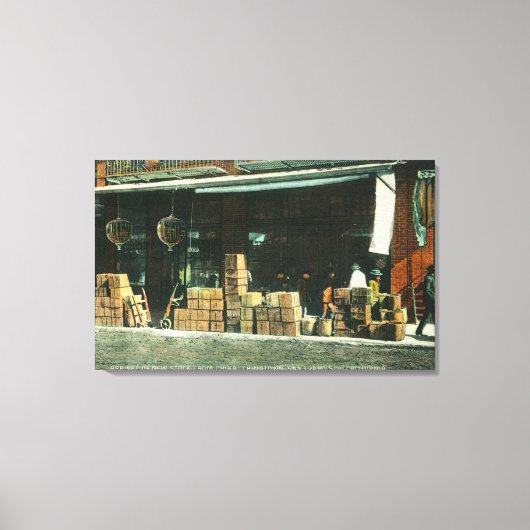 Uitzicht van nieuwe Chinese immigranten op Sidewal Canvas Afdruk (Voorkant)