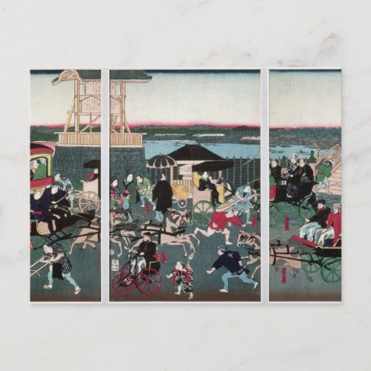Uitzicht van Nihonbashi in Tokio, c.1870 Briefkaart (Voorkant)