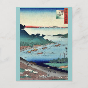 Uitzicht van Niigata door Utagawa, Hiroshige Briefkaart