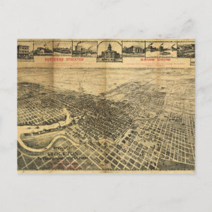 Uitzicht van Noord-Stockton, Californië 1895 Briefkaart