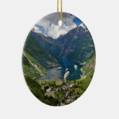 Uitzicht van Noorwegen aan Geiranger van Flydalsju Keramisch Ornament (Rechts)