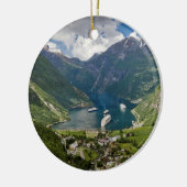 Uitzicht van Noorwegen aan Geiranger van Flydalsju Keramisch Ornament (Links)