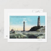Uitzicht van Old and New LighthouseCape Henry, VA Briefkaart (Voorkant / Achterkant)