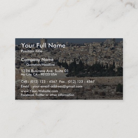 Uitzicht van Old City uit de berg Olijven, Jeruzal Visitekaartje (Voorkant)