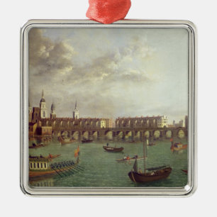Uitzicht van Old London Bridge Metalen Ornament