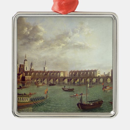 Uitzicht van Old London Bridge Metalen Ornament (Voorkant)