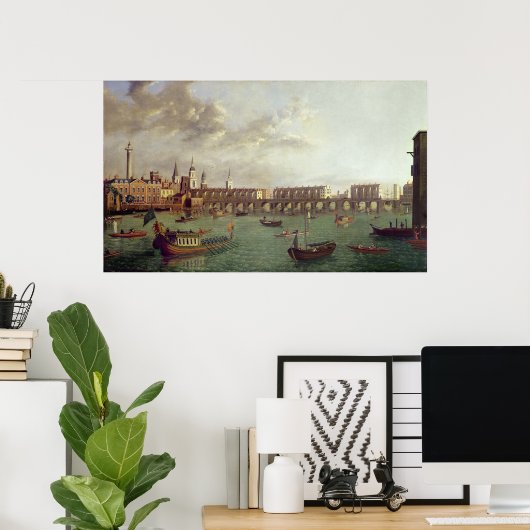 Uitzicht van Old London Bridge Poster (Thuiskantoor)