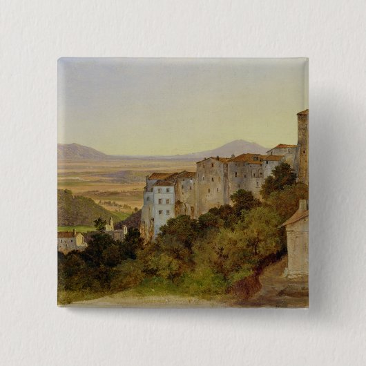 Uitzicht van Olevano, 1821-24 Vierkante Button 5,1 Cm (Voorkant)