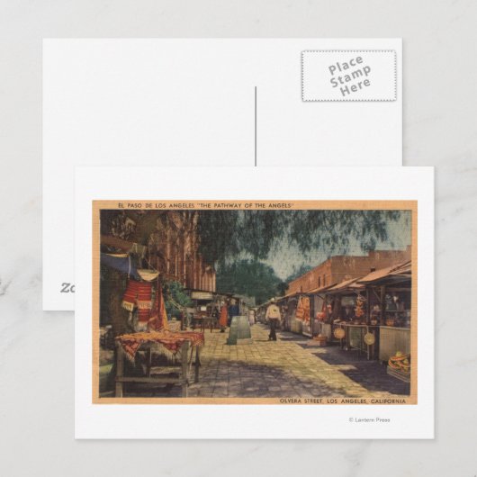 Uitzicht van Olvera St. (El Paso de LA) Briefkaart (Voorkant / Achterkant)