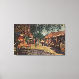 Uitzicht van Olvera St. (El Paso de Los Angeles) Canvas Afdruk
