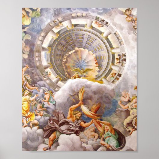 Uitzicht van Olympus Home Gods Fresco van Giulio R Poster (Voorkant)