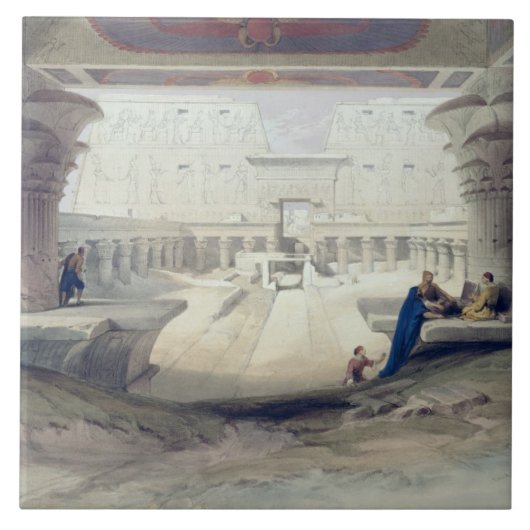 Uitzicht van onder het Portico Temple of Edfou, Up Tegeltje (Voorkant)