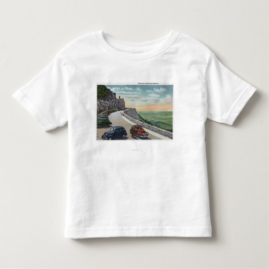 Uitzicht van oude auto's op Whiteface Memorial Hwy Kinder Shirts (Voorkant)