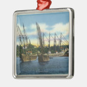 Uitzicht van oude scheepswrakken in de haven metalen ornament (Links)