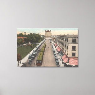 Uitzicht van Pacific Avenue en City Hall Canvas Afdruk