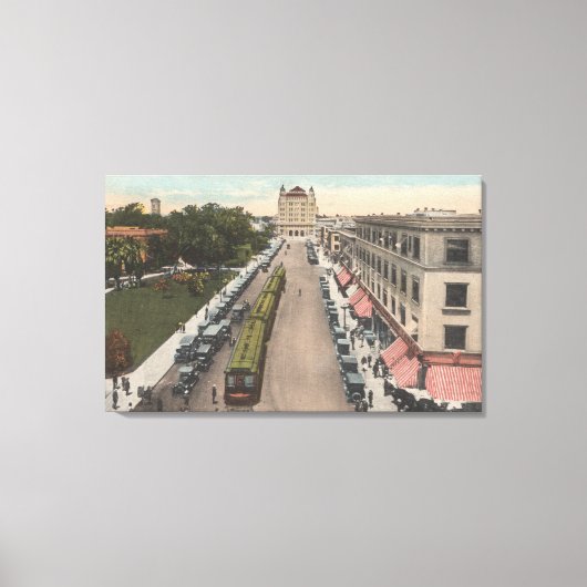 Uitzicht van Pacific Avenue en City Hall Canvas Afdruk (Voorkant)