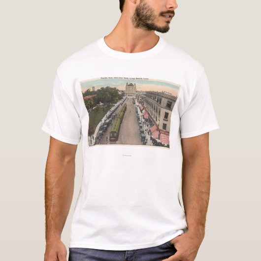 Uitzicht van Pacific Avenue en City Hall T-shirt (Voorkant)