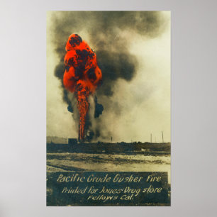 Uitzicht van Pacific Crude Gusher FireFellows, CA Poster