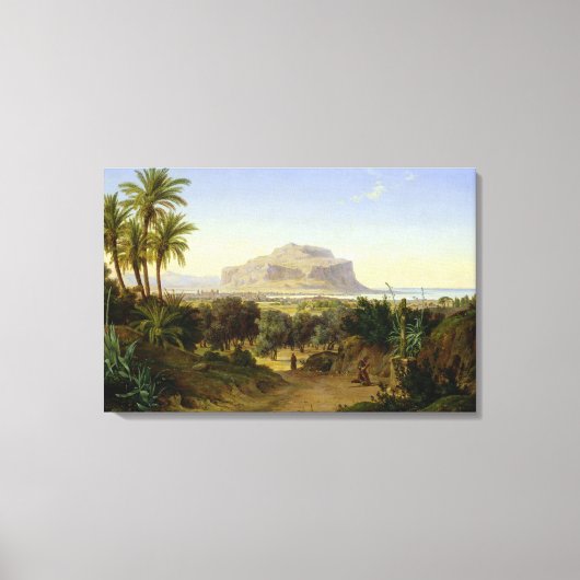 Uitzicht van Palermo met de berg Pellegrino Canvas Afdruk (Voorkant)