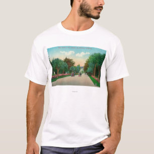 Uitzicht van palmplatform op hoogte van de vlam t-shirt