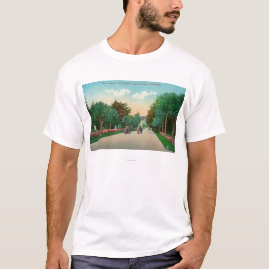 Uitzicht van palmplatform op hoogte van de vlam t-shirt (Voorkant)