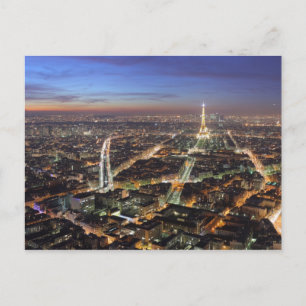 Uitzicht van Parijs bij het Briefkaart van Nacht