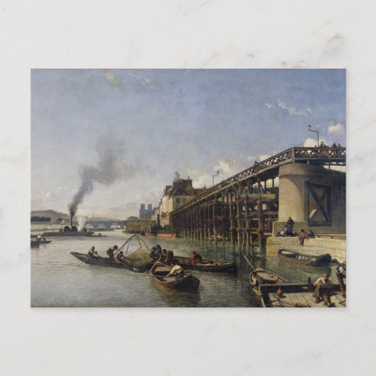 Uitzicht van Parijs, de Seine of l'Estacade, 1853 Briefkaart (Voorkant)