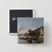 Uitzicht van Parijs, de Seine of l'Estacade, 1853 Vierkante Button 5,1 Cm (Voorkant /achterkant)