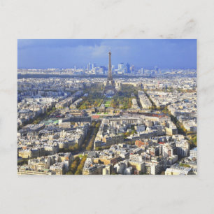 Uitzicht van Parijs met Eiffeltoren en La Defense Briefkaart