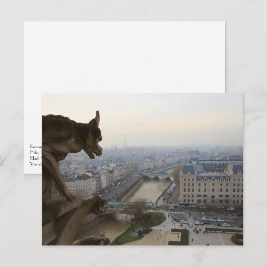 Uitzicht van Parijs met Gargoyle Notre Dame de Par Briefkaart (Voorkant / Achterkant)