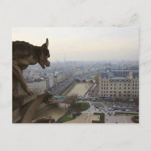 Uitzicht van Parijs met Gargoyle Notre Dame de Par Briefkaart