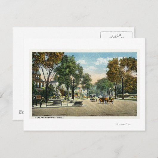 Uitzicht van Park- en Fairfield Avenues Briefkaart (Voorkant / Achterkant)
