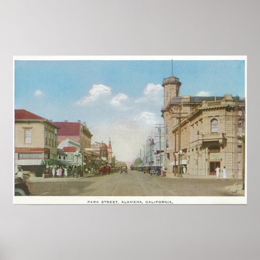 Uitzicht van Park Street Alameda, CA Poster (Voorkant)