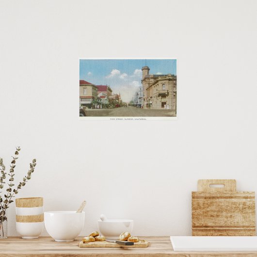 Uitzicht van Park Street Alameda, CA Poster (Keuken)