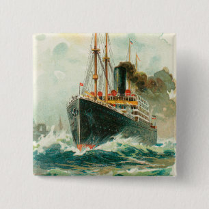 Uitzicht van Patricia in Zee, Hamburg-Amerika Vierkante Button 5,1 Cm
