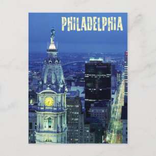 Uitzicht van Philadelphia met stadhuis Briefkaart