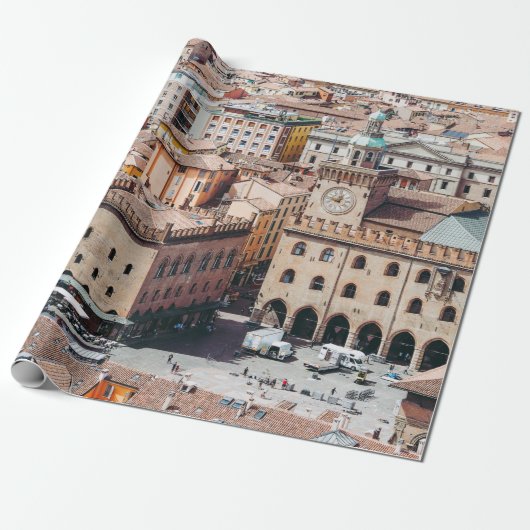 Uitzicht van Piazza Maggiore Square en San Petr Cadeaupapier (Uitgerold)