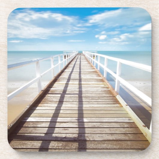 Uitzicht van Pier Over Zee Bier Onderzetter (Voorkant)