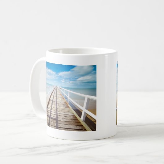 Uitzicht van Pier Over Zee Koffiemok (Voorkant links)