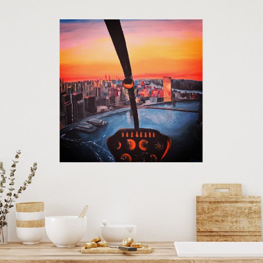 Uitzicht van piloten met R44-helikopter Poster (Keuken)