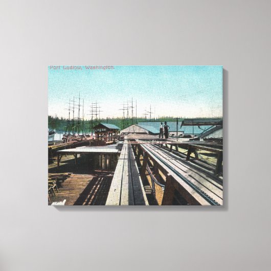 Uitzicht van Port Ludlow DocksPort Ludlow, WA Canvas Afdruk (Voorkant)