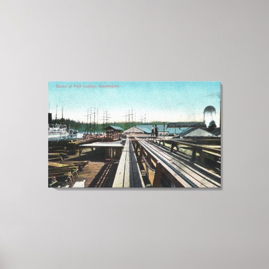 Uitzicht van Port Ludlow DocksPort Ludlow, WA Canvas Afdruk (Voorkant)