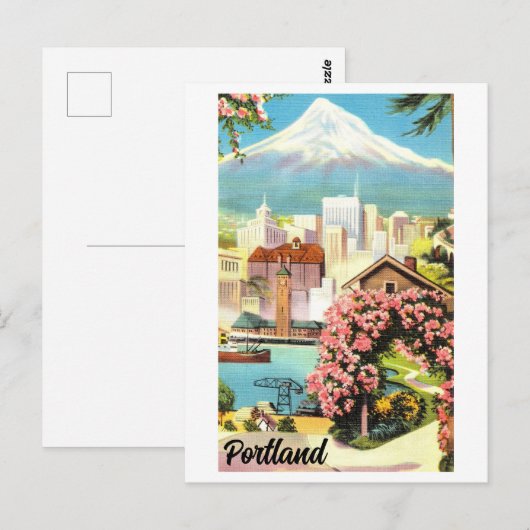  Uitzicht van Portland, Oregon, Briefkaart (Voorkant / Achterkant)