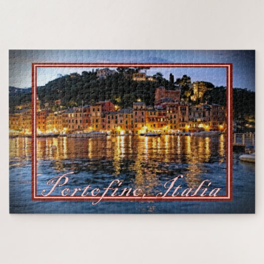 Uitzicht van Portofino, Italië bij nacht - 20x30 Legpuzzel (Horizontaal)