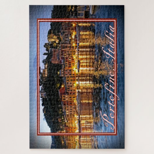 Uitzicht van Portofino, Italië bij nacht - 20x30 Legpuzzel (Verticaal)