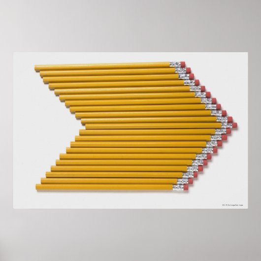 Uitzicht van potloden in een rij met hoge hoek poster (Voorkant)