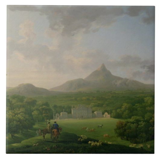 Uitzicht van Powerscourt, County Wicklow, c.1760-2 Tegeltje (Voorkant)